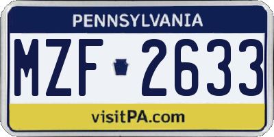 PA license plate MZF2633