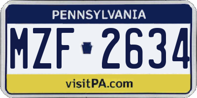 PA license plate MZF2634