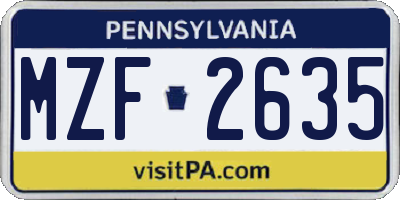 PA license plate MZF2635