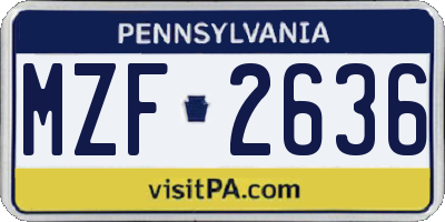 PA license plate MZF2636