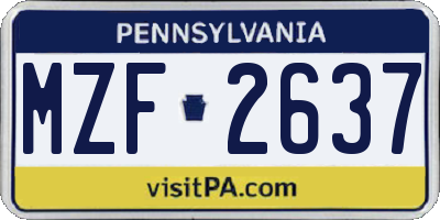 PA license plate MZF2637