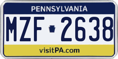 PA license plate MZF2638