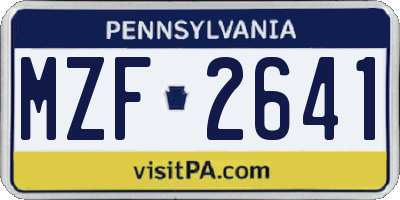 PA license plate MZF2641