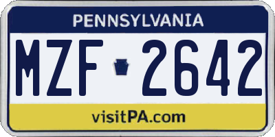 PA license plate MZF2642