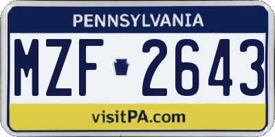 PA license plate MZF2643
