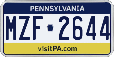 PA license plate MZF2644