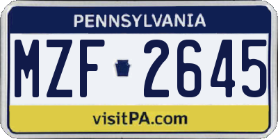 PA license plate MZF2645