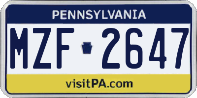 PA license plate MZF2647