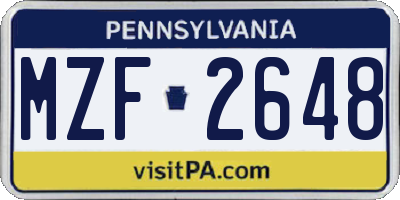 PA license plate MZF2648