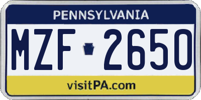 PA license plate MZF2650