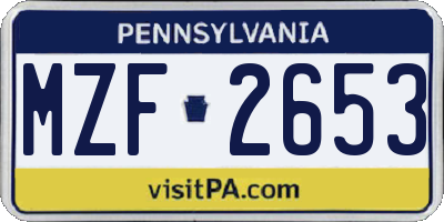 PA license plate MZF2653