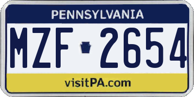 PA license plate MZF2654