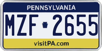 PA license plate MZF2655