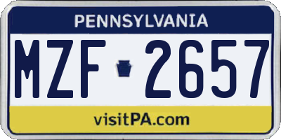 PA license plate MZF2657