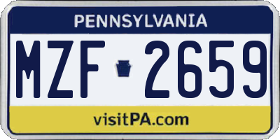 PA license plate MZF2659