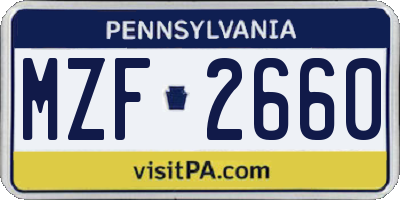 PA license plate MZF2660
