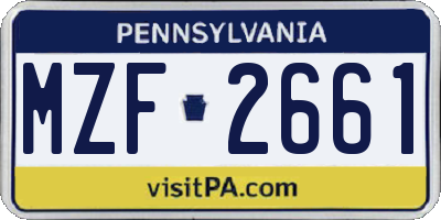 PA license plate MZF2661