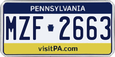 PA license plate MZF2663