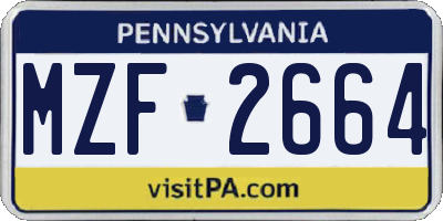 PA license plate MZF2664