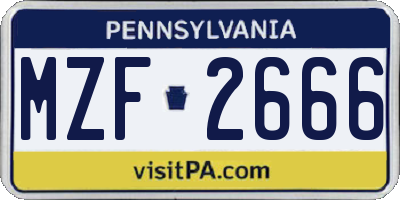 PA license plate MZF2666