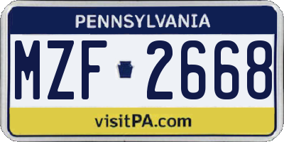PA license plate MZF2668