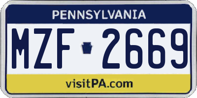 PA license plate MZF2669