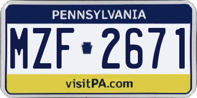 PA license plate MZF2671