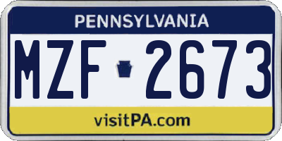 PA license plate MZF2673