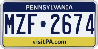 PA license plate MZF2674
