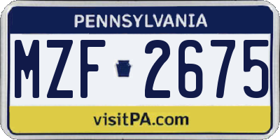 PA license plate MZF2675