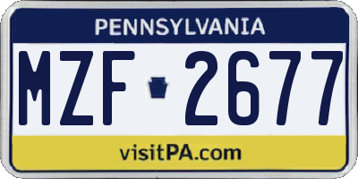 PA license plate MZF2677
