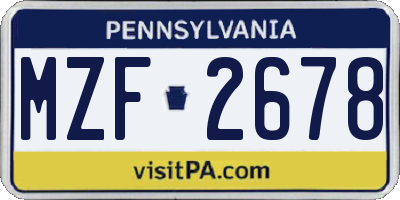 PA license plate MZF2678