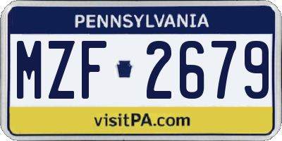 PA license plate MZF2679