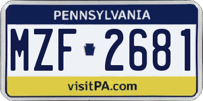 PA license plate MZF2681