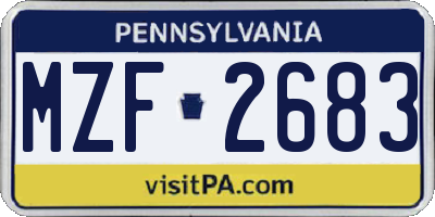 PA license plate MZF2683