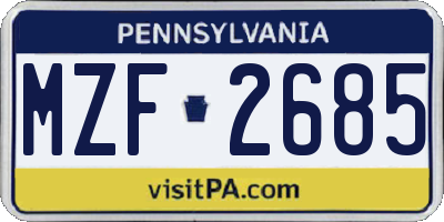 PA license plate MZF2685