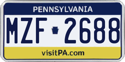 PA license plate MZF2688