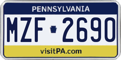 PA license plate MZF2690