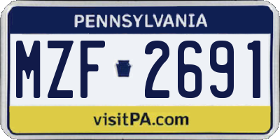 PA license plate MZF2691