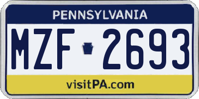 PA license plate MZF2693