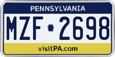 PA license plate MZF2698