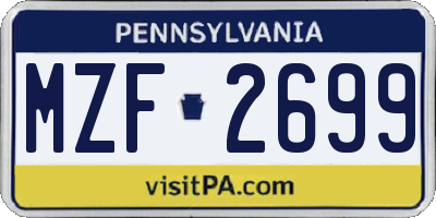 PA license plate MZF2699