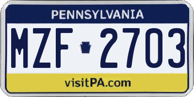 PA license plate MZF2703