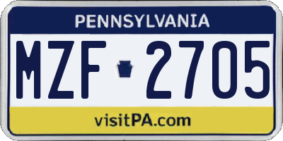 PA license plate MZF2705