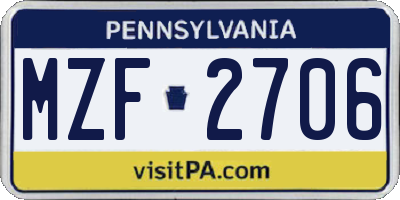 PA license plate MZF2706