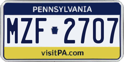 PA license plate MZF2707