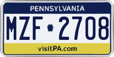 PA license plate MZF2708