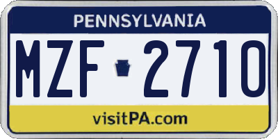 PA license plate MZF2710