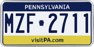 PA license plate MZF2711