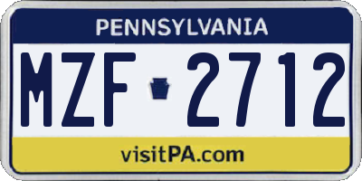 PA license plate MZF2712